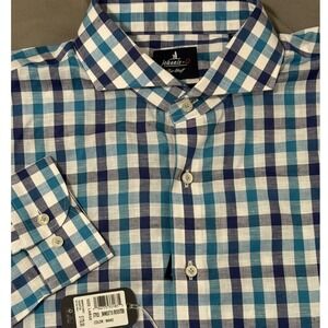 Johnnie-O Top Shelf Shirt Mens Large Linen Blend Check Plaid Button‎ Down